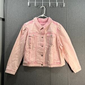 Candace Cameron Bure Puff-Sleeve Color Denim Jacket Rose Quartz Plus 18 W